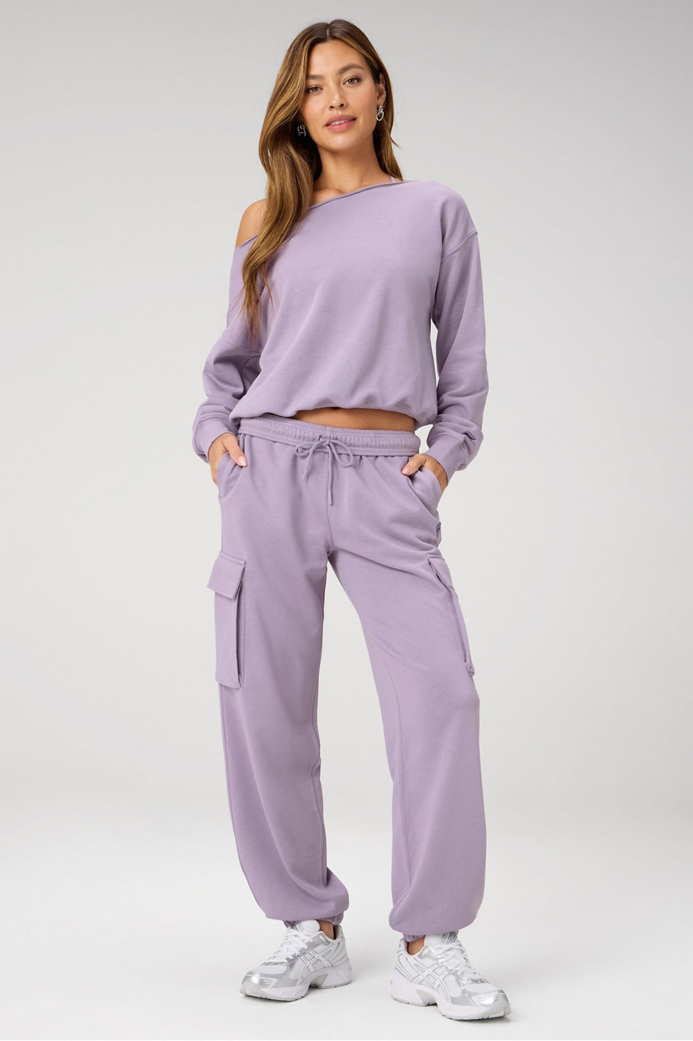 Fabletics Year Round Terry Off Shoulder Sweatshirt