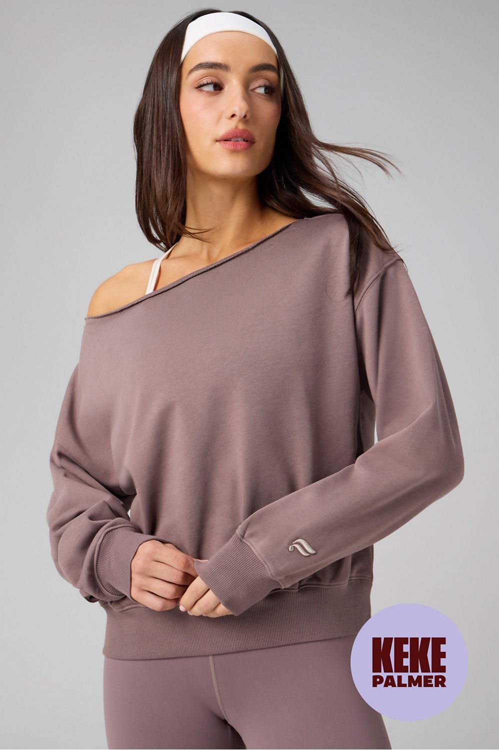 Fabletics Year Round Terry Off Shoulder Sweatshirt