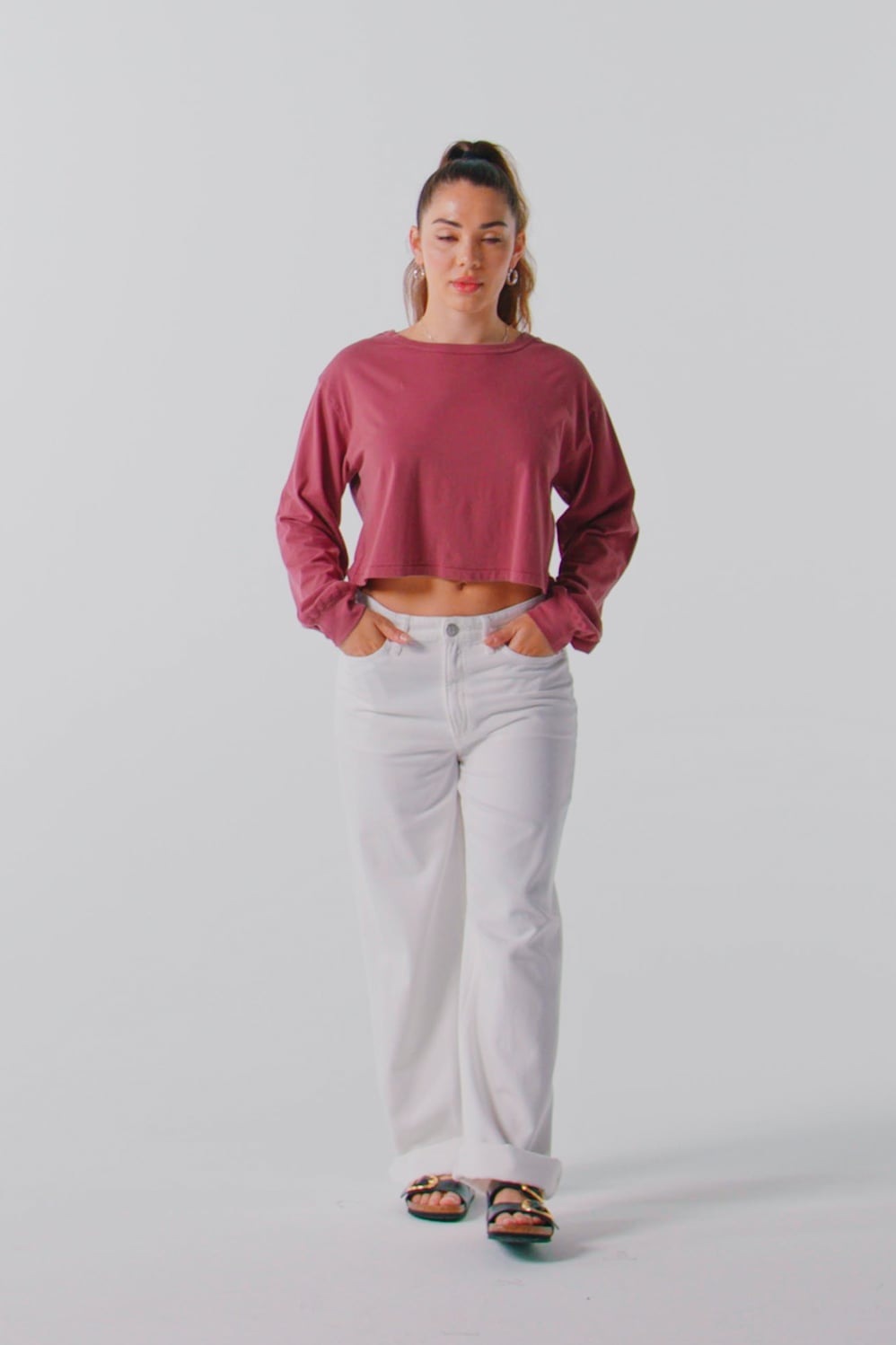 Fabletics 100% Cotton Cropped Boxy Long-Sleeve