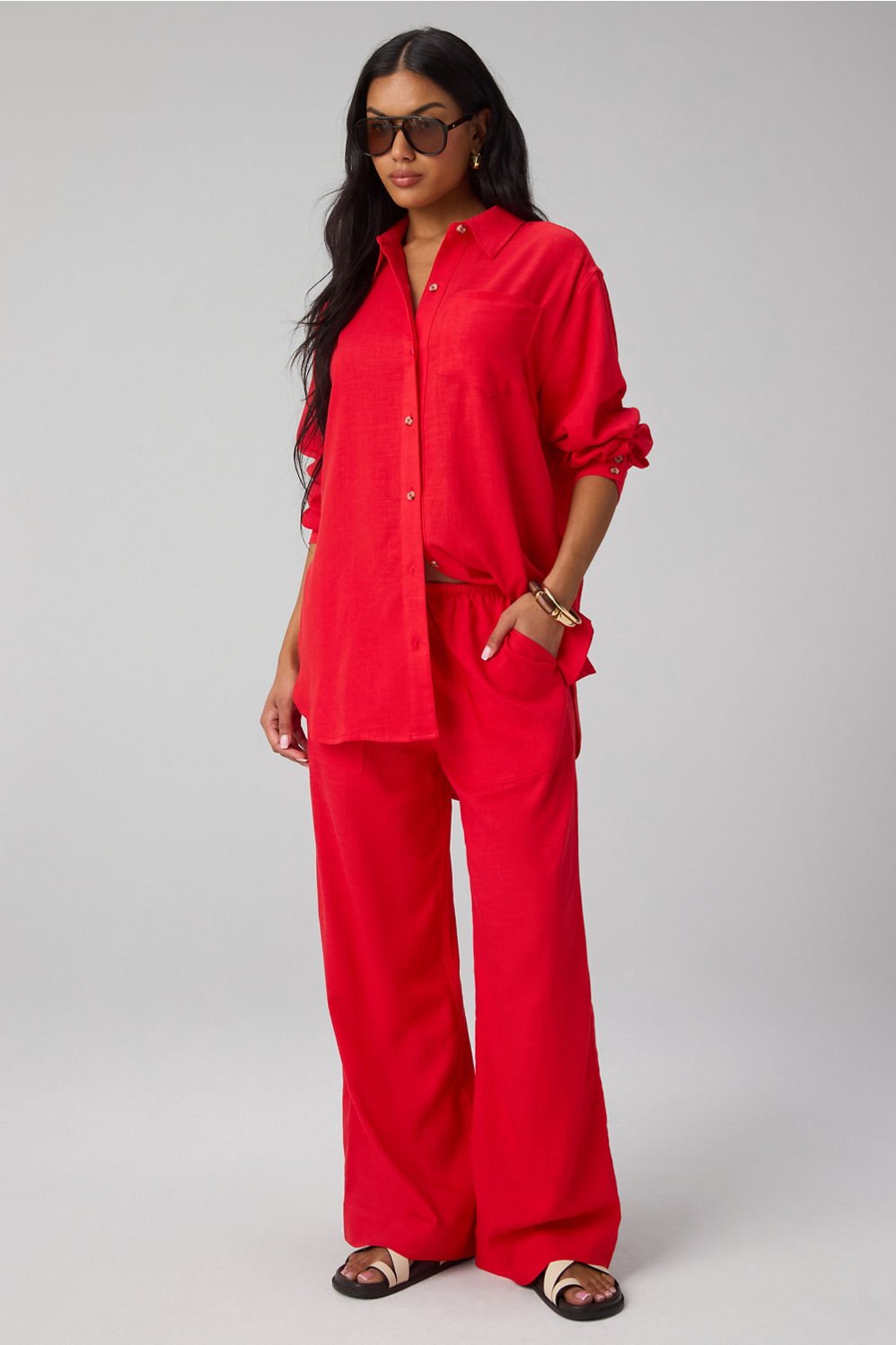 Fabletics Lifestyle Linen Button-Up Shirt