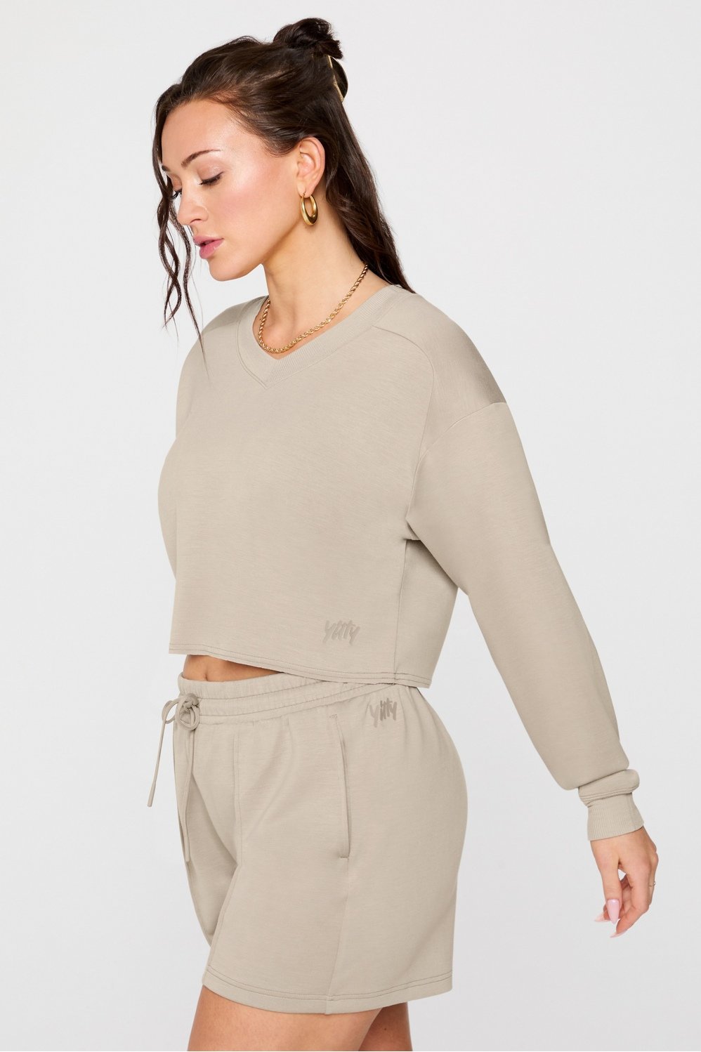 Fabletics So Sleek Modal Cropped Sweatshirt