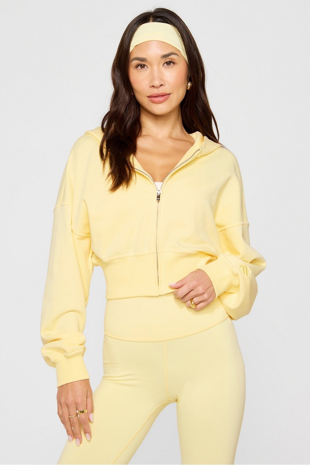 Fabletics Year Round Terry Cropped Full-Zip Hoodie