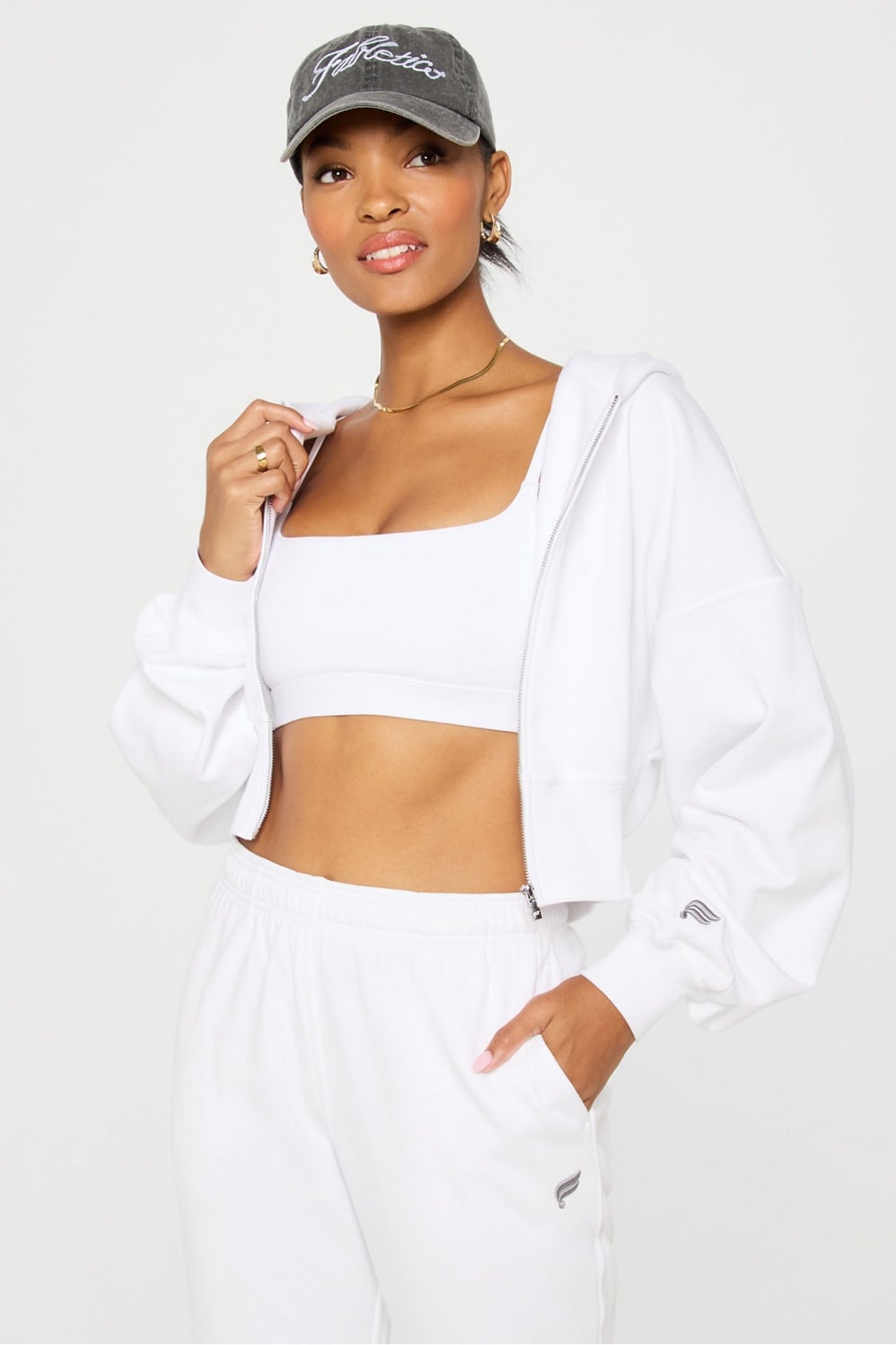 Fabletics Year Round Terry Cropped Full-Zip Hoodie