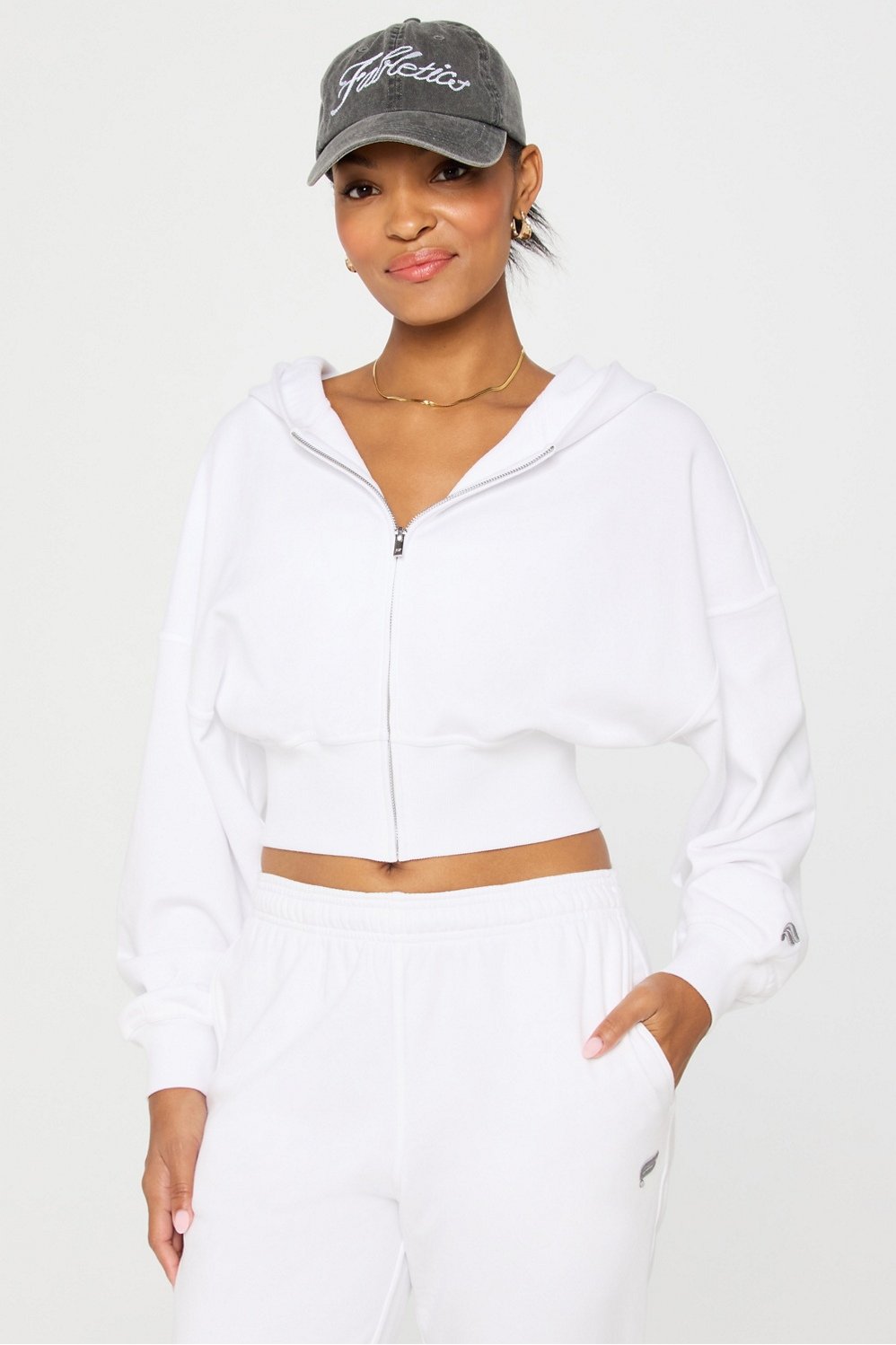 Fabletics Year Round Terry Cropped Full-Zip Hoodie