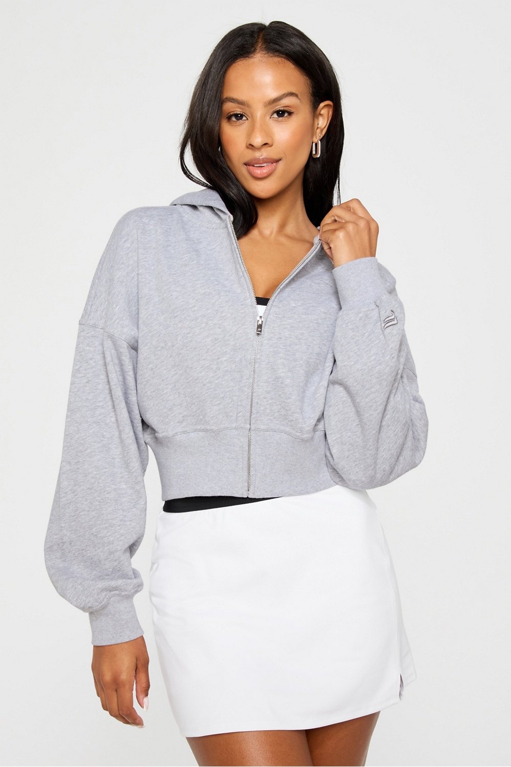 Fabletics Year Round Terry Cropped Full-Zip Hoodie