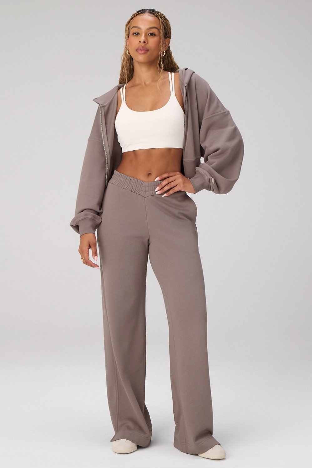 Fabletics Year Round Terry Cropped Full-Zip Hoodie