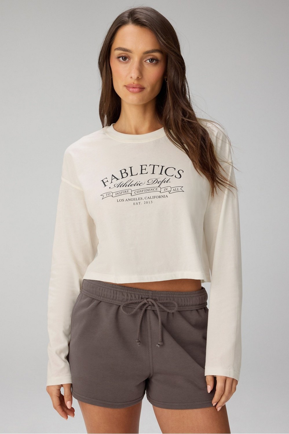 Fabletics 100% Cotton Boxy Long Sleeve Tee