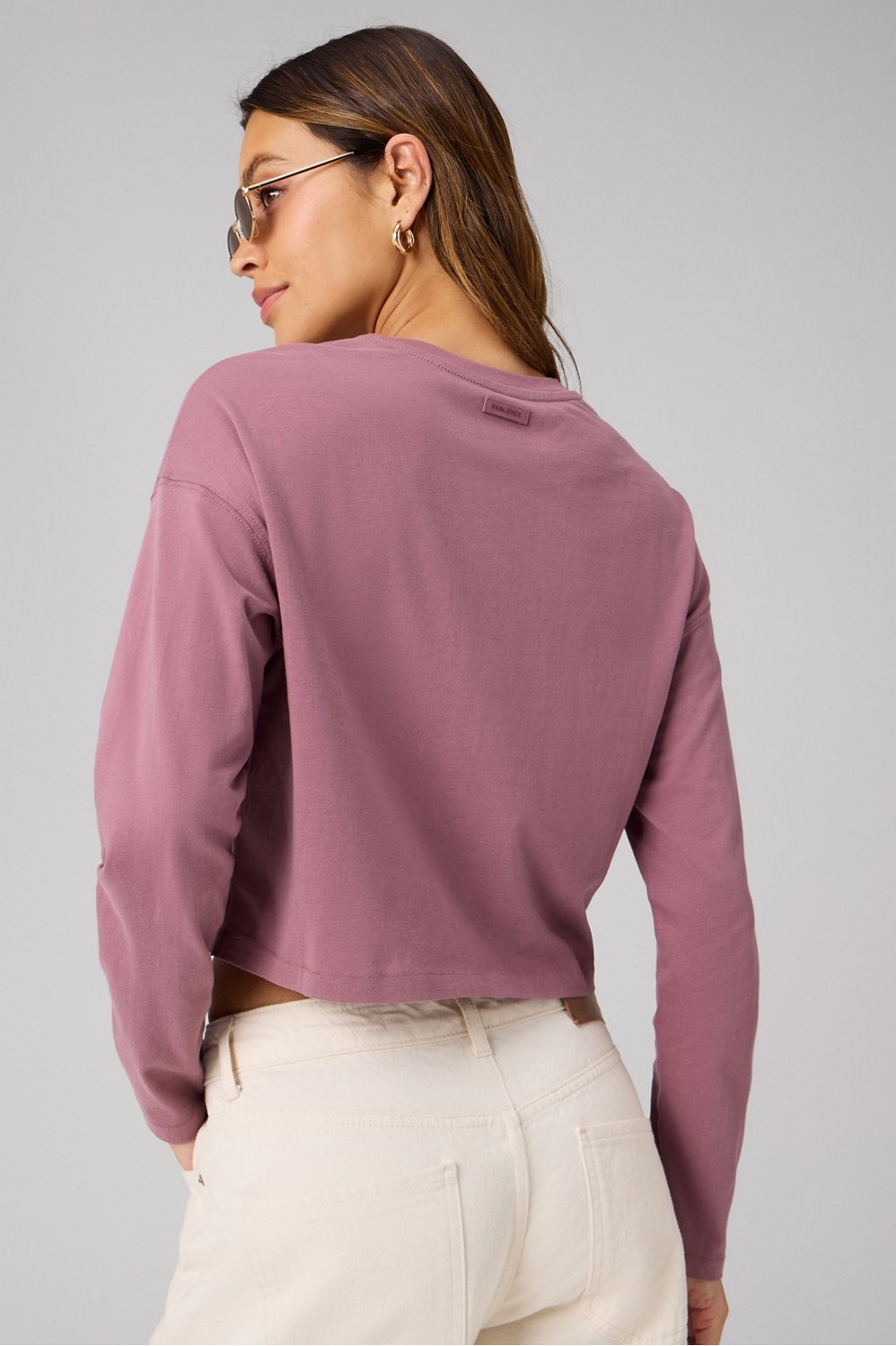 Fabletics 100% Cotton Boxy Long Sleeve Tee