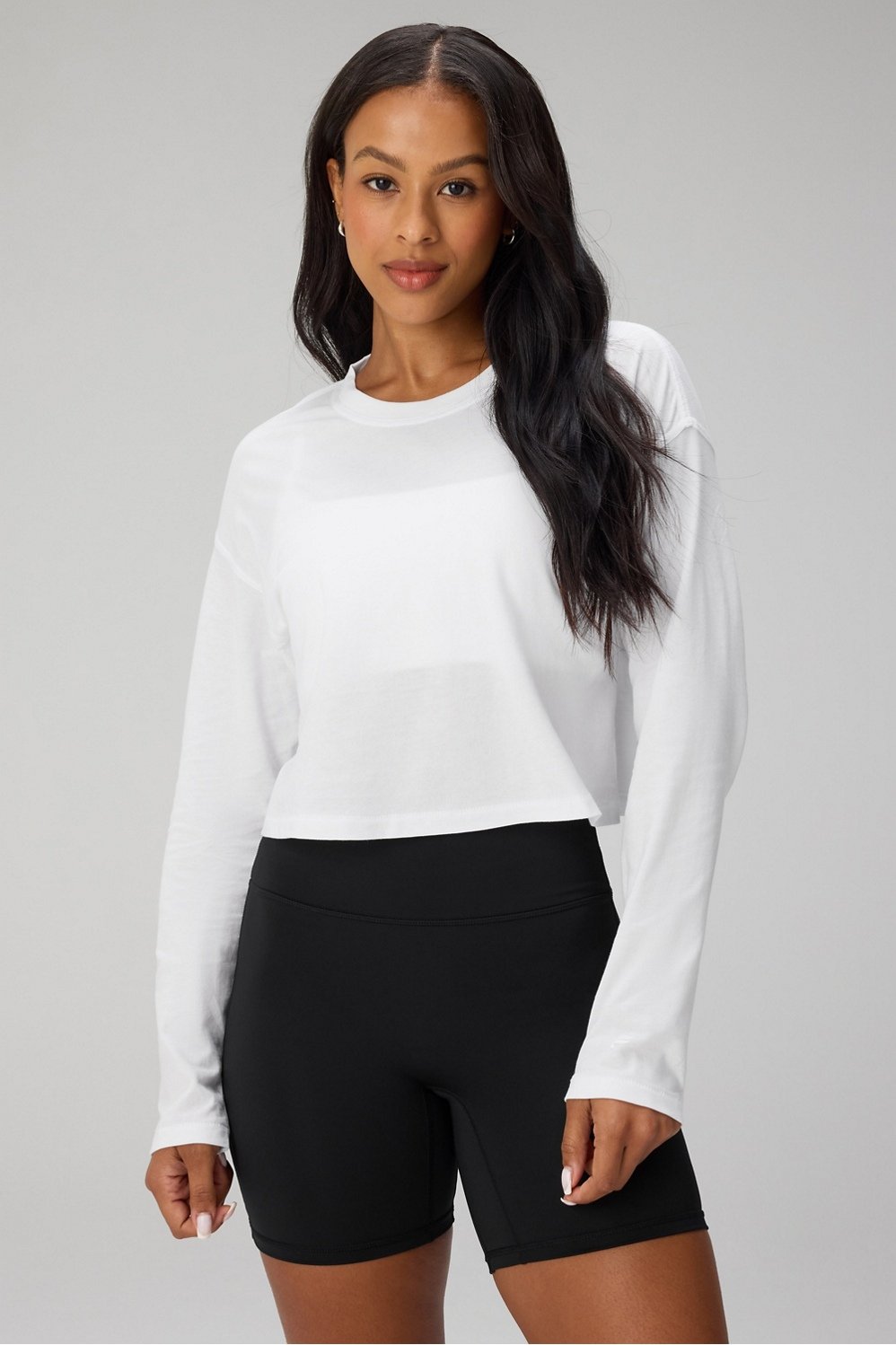 Fabletics 100% Cotton Boxy Long Sleeve Tee