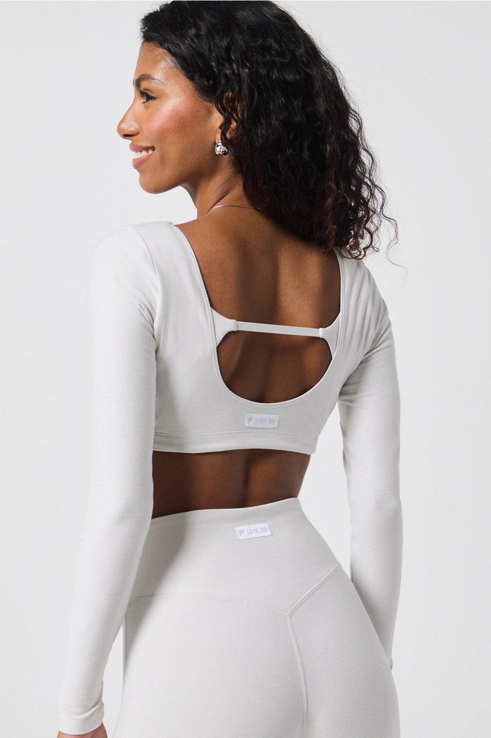 Fabletics Luxe360 HeatherFlex Long-Sleeve Crop Top