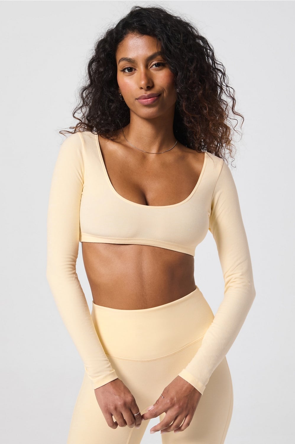 Fabletics Luxe360 HeatherFlex Long-Sleeve Crop Top