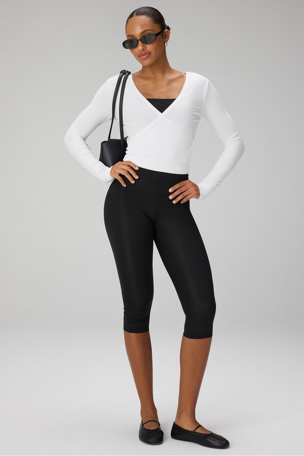 Fabletics Modal Rib V-Neck Crop L/S Top