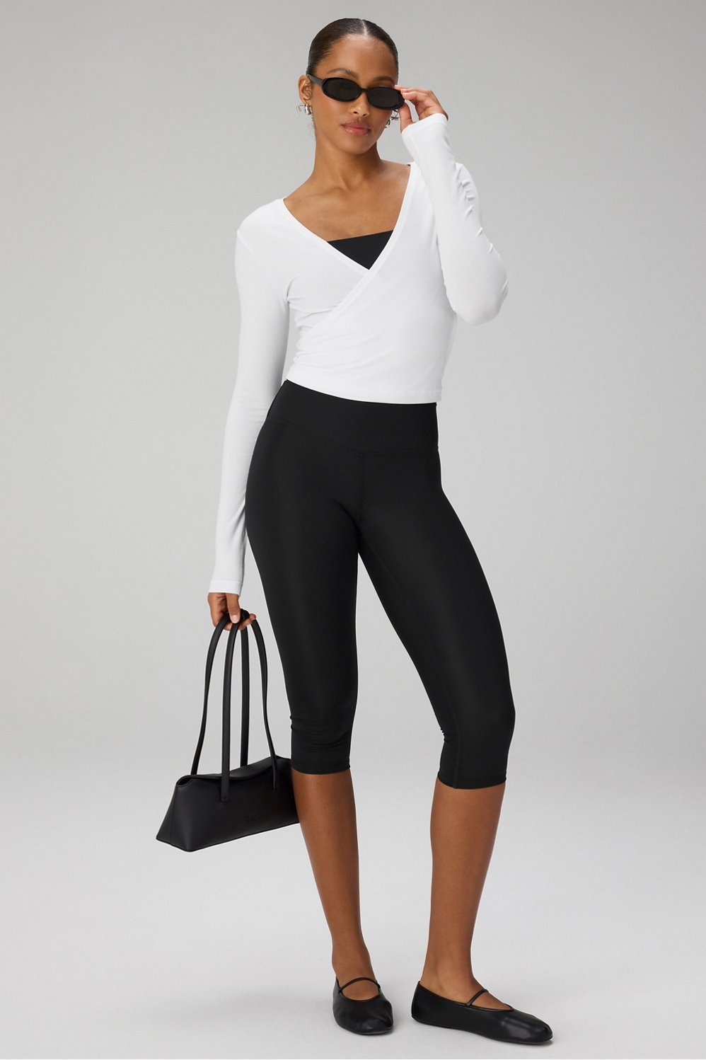 Fabletics Modal Rib V-Neck Crop L/S Top