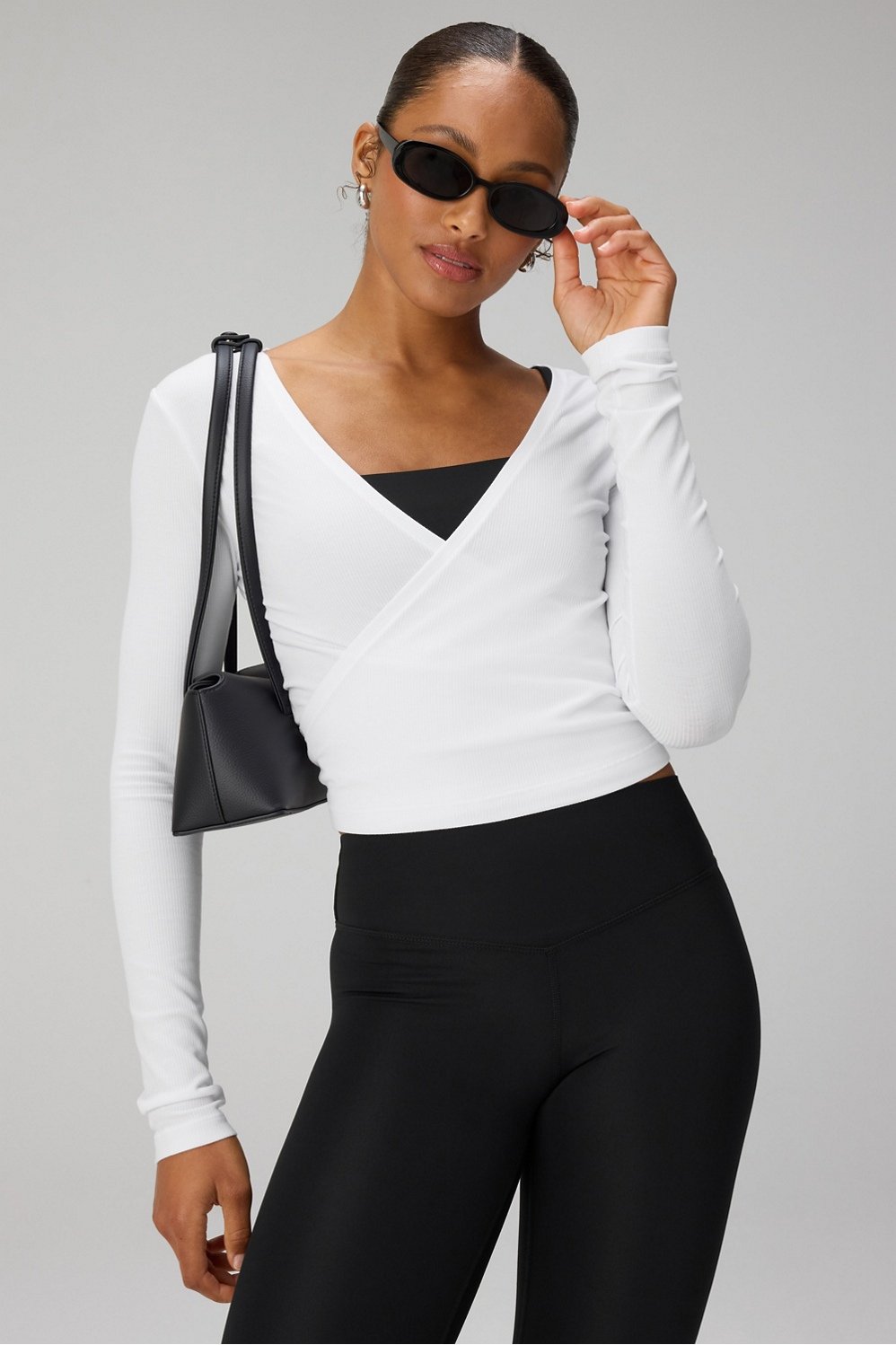 Fabletics Modal Rib V-Neck Crop L/S Top
