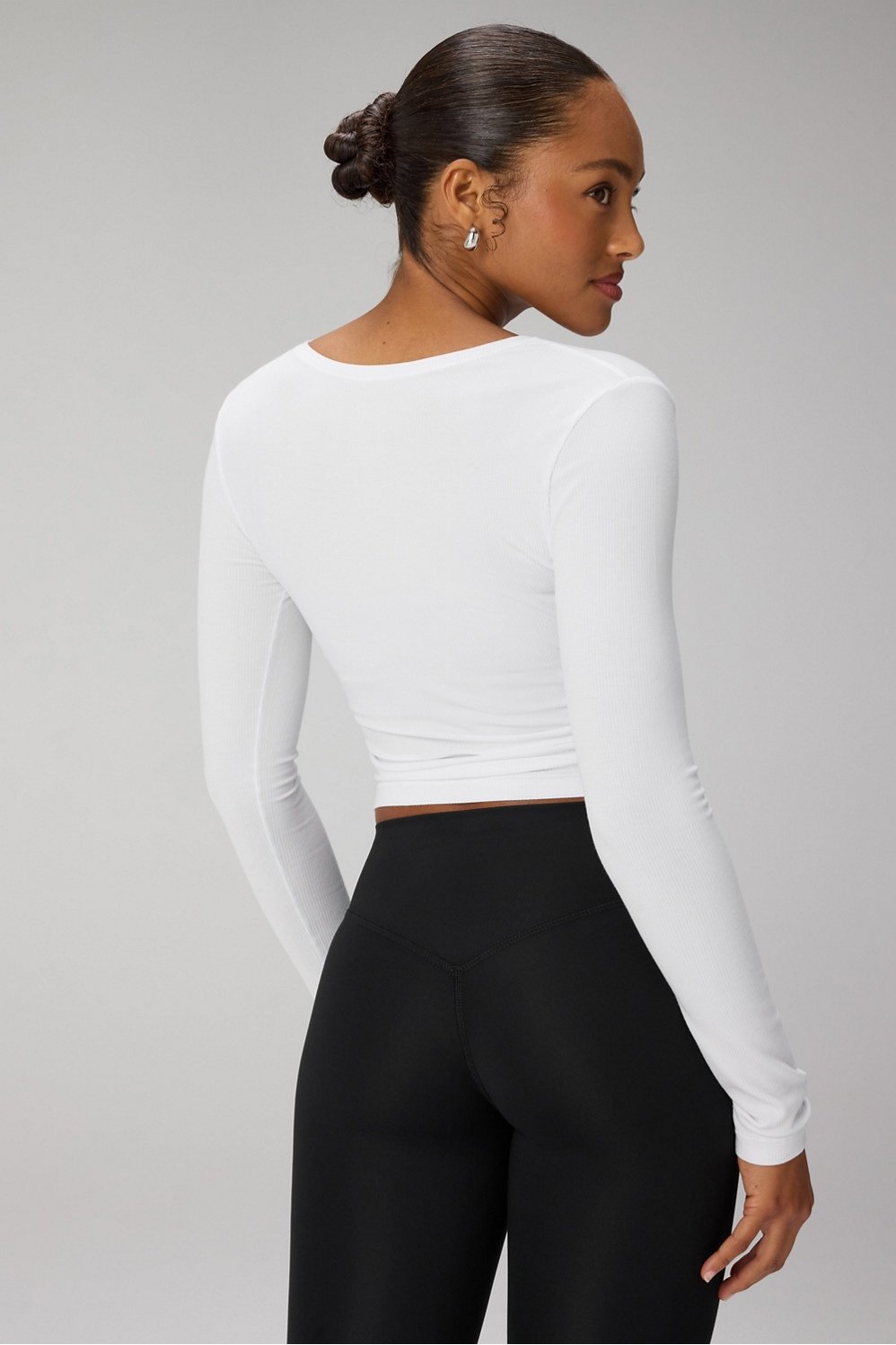 Fabletics Modal Rib V-Neck Crop L/S Top