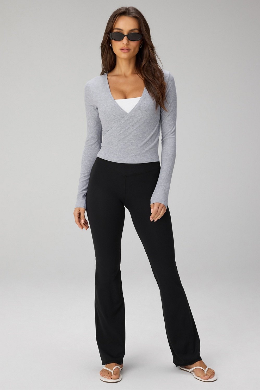 Fabletics Modal Rib V-Neck Crop L/S Top