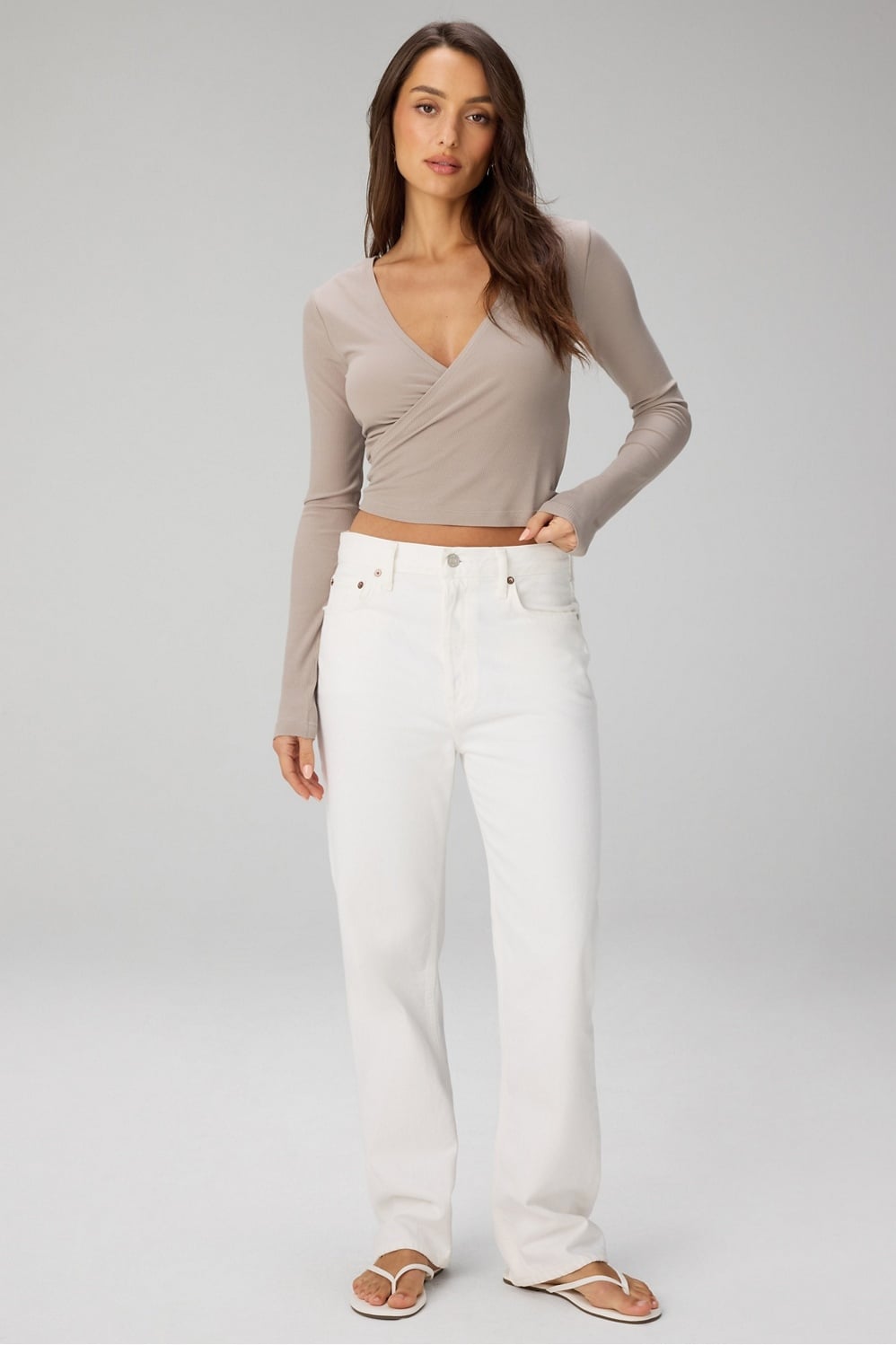 Fabletics Modal Rib V-Neck Crop L/S Top