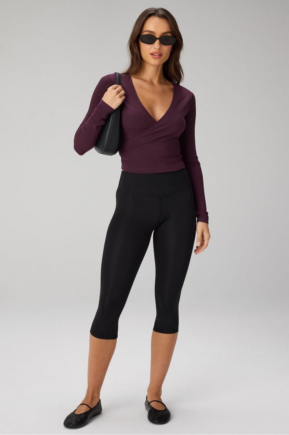 Fabletics Modal Rib V-Neck Crop L/S Top