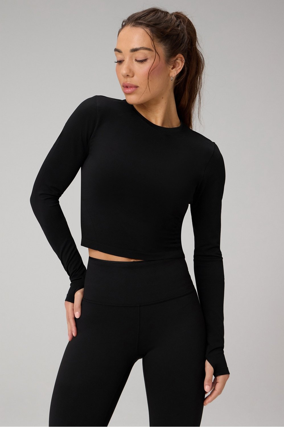 Fabletics Feather Tech+ Cropped Long-Sleeve Top