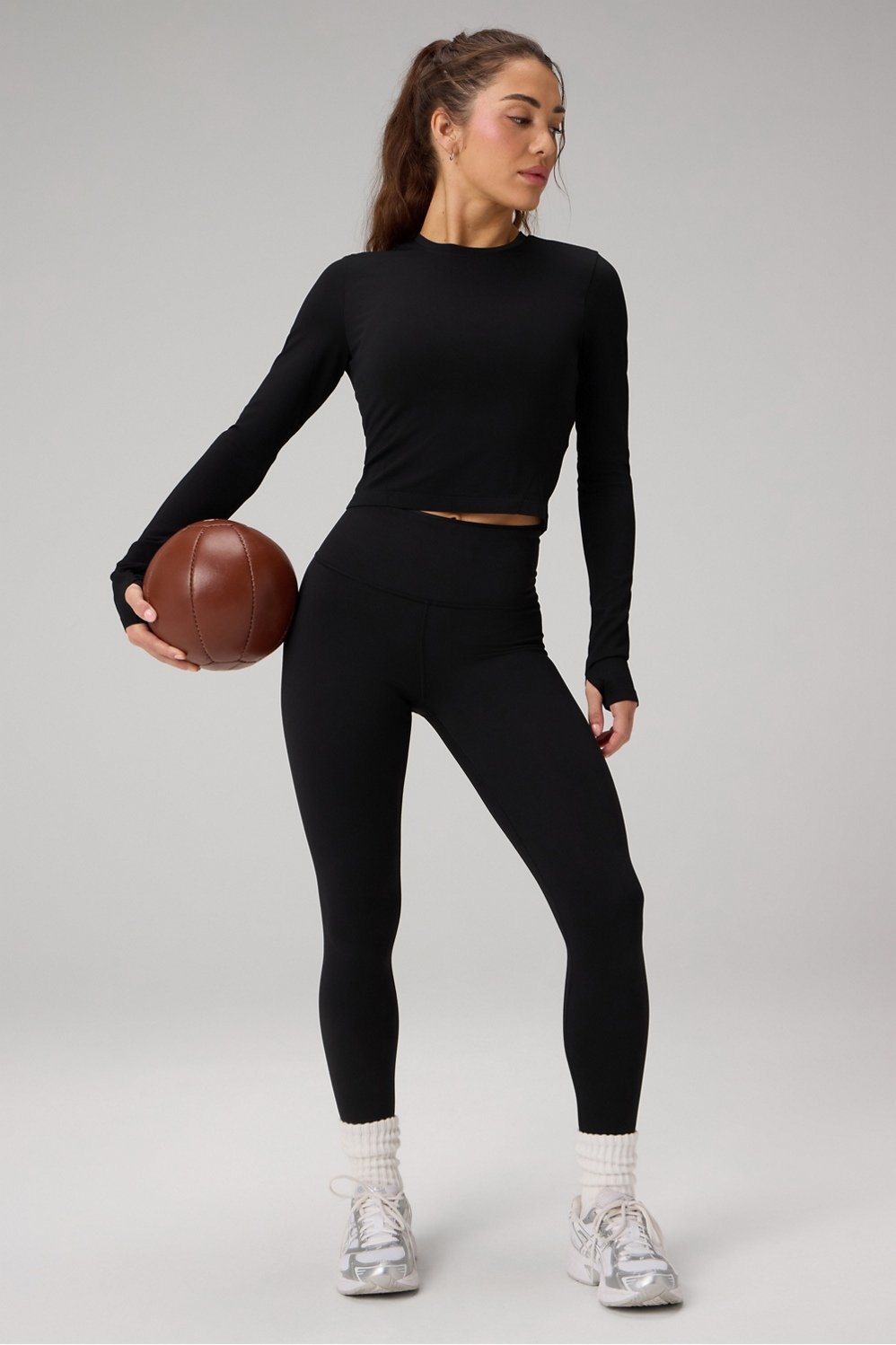 Fabletics Feather Tech+ Cropped Long-Sleeve Top