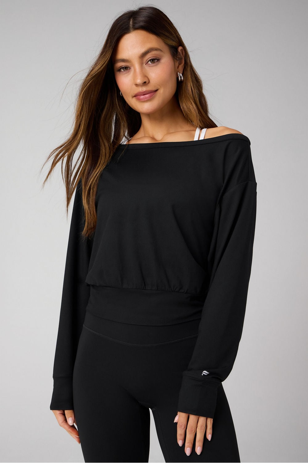 Fabletics Cloud Jersey Off-Shoulder Sweatshirt