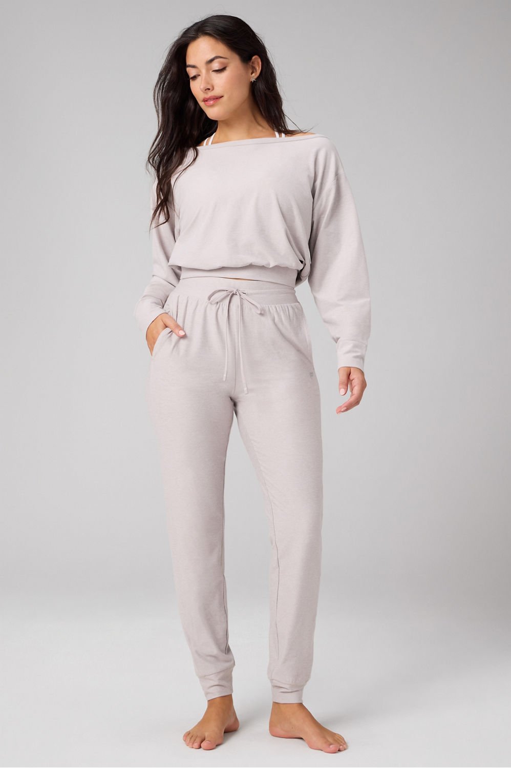 Fabletics Cloud Jersey Off-Shoulder Sweatshirt