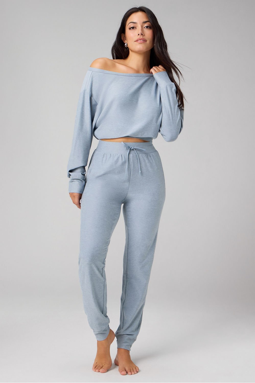 Fabletics Cloud Jersey Off-Shoulder Sweatshirt