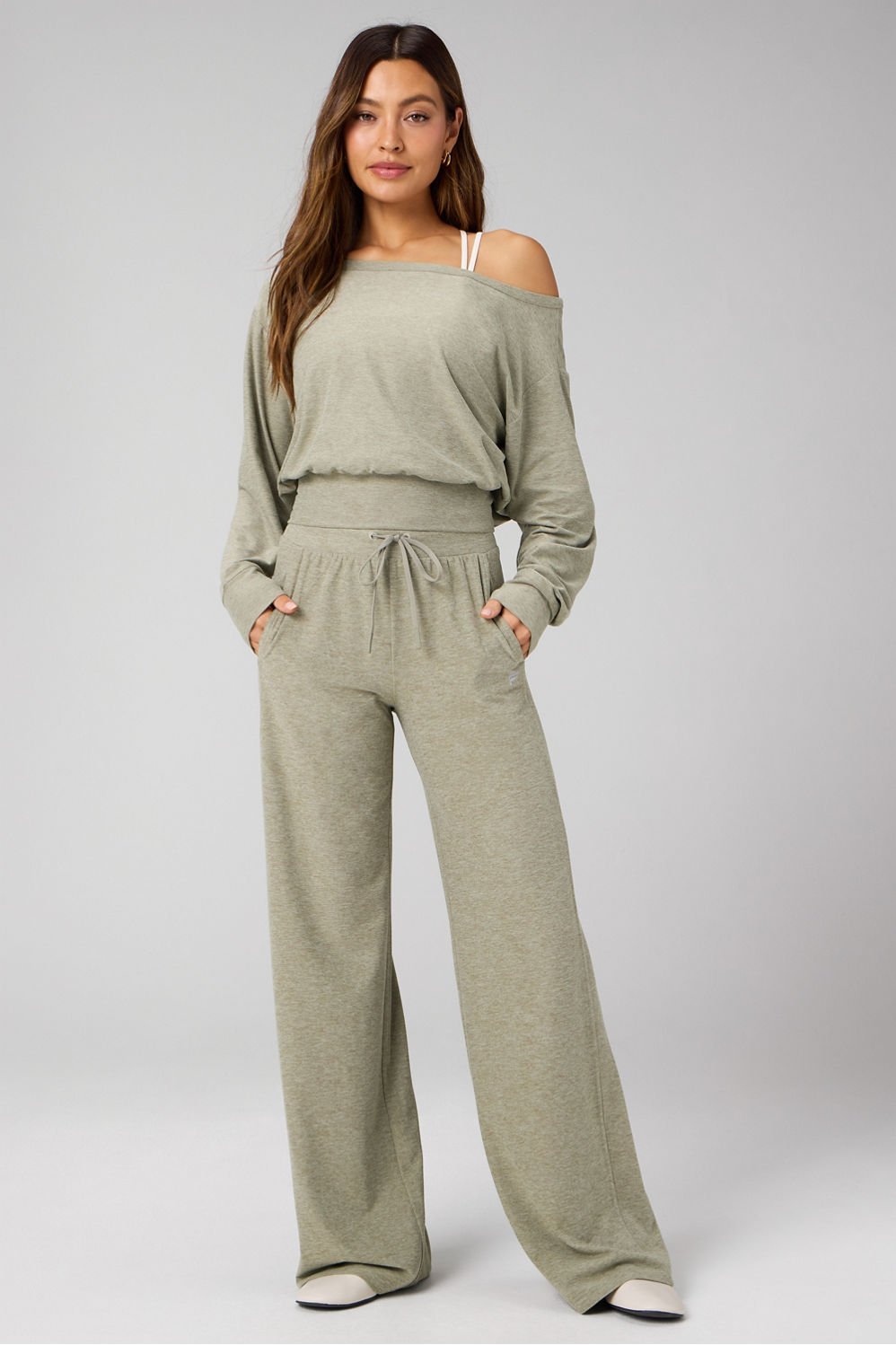 Fabletics Cloud Jersey Off-Shoulder Sweatshirt