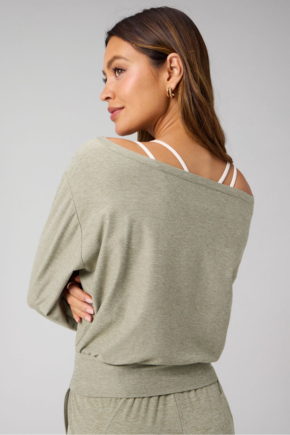 Fabletics Cloud Jersey Off-Shoulder Sweatshirt