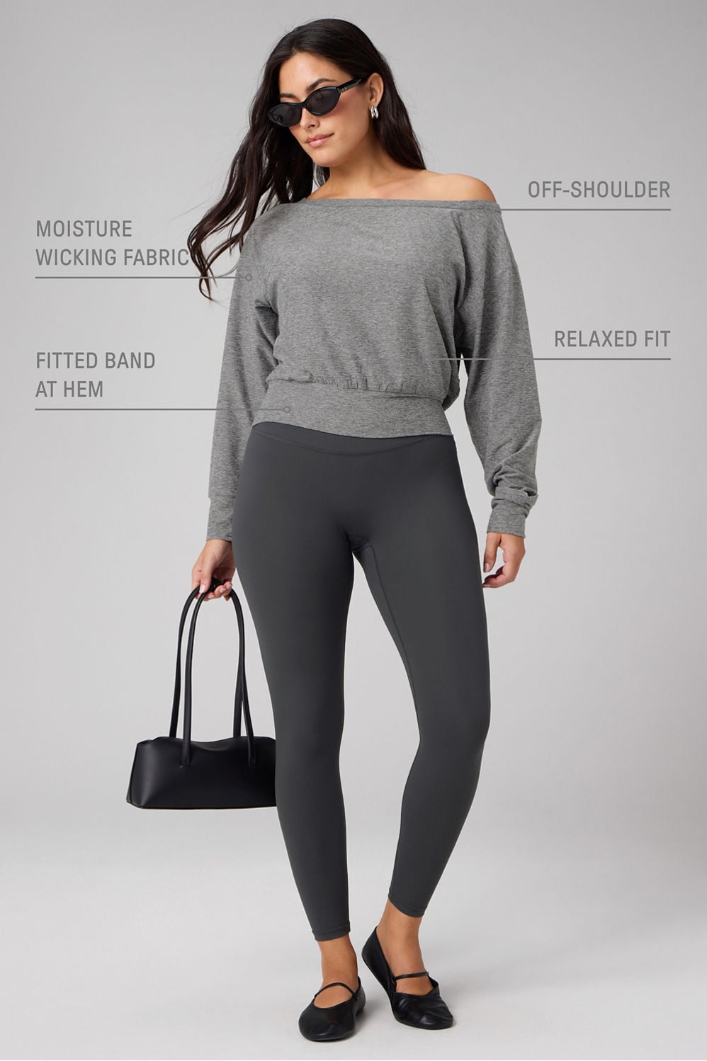 Fabletics Cloud Jersey Off-Shoulder Sweatshirt