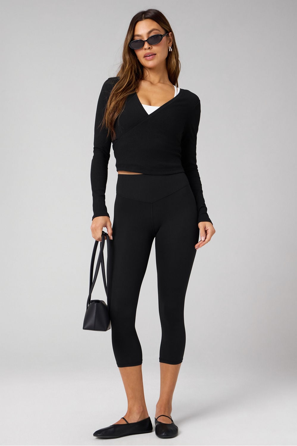 Fabletics Modal Rib V-Neck Long-Sleeve Top