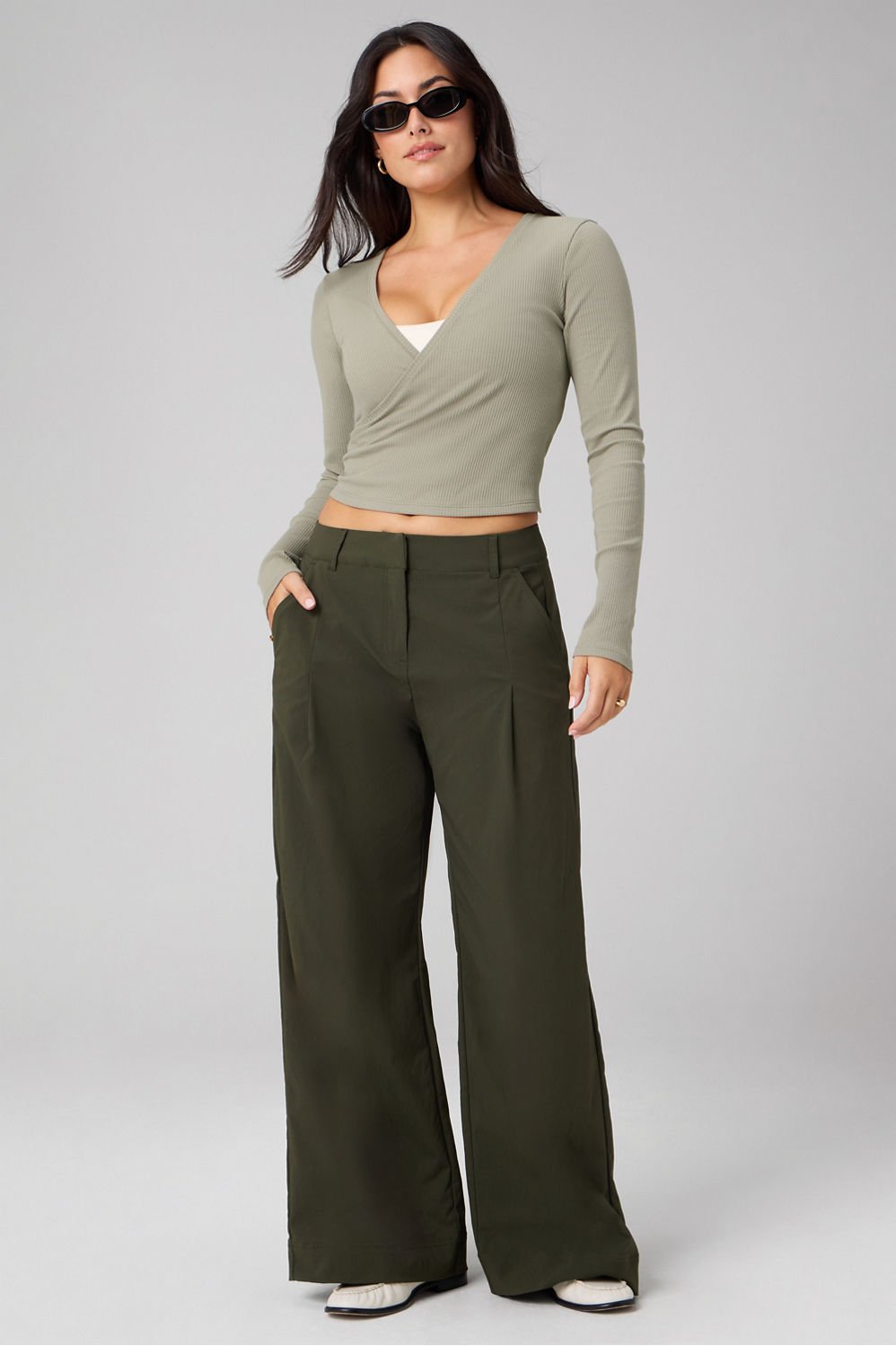 Fabletics Modal Rib V-Neck Long-Sleeve Top