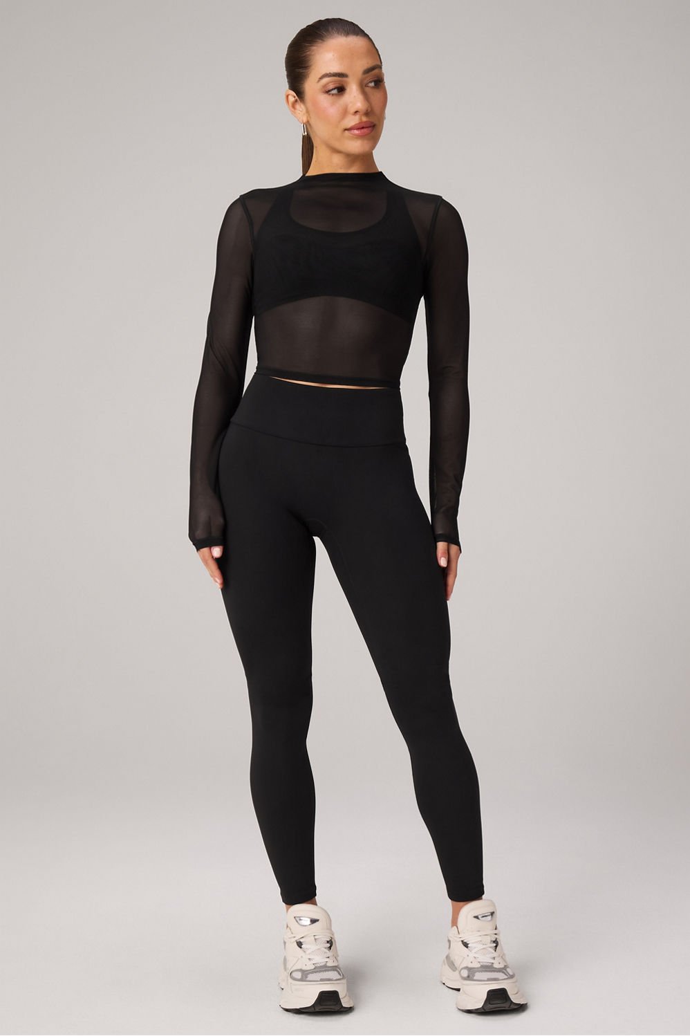 Fabletics Mesh Long-Sleeve Crop Top