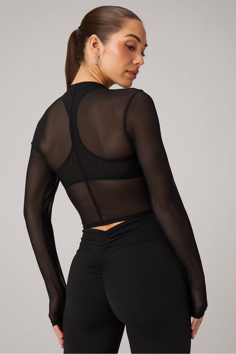 Fabletics Mesh Long-Sleeve Crop Top