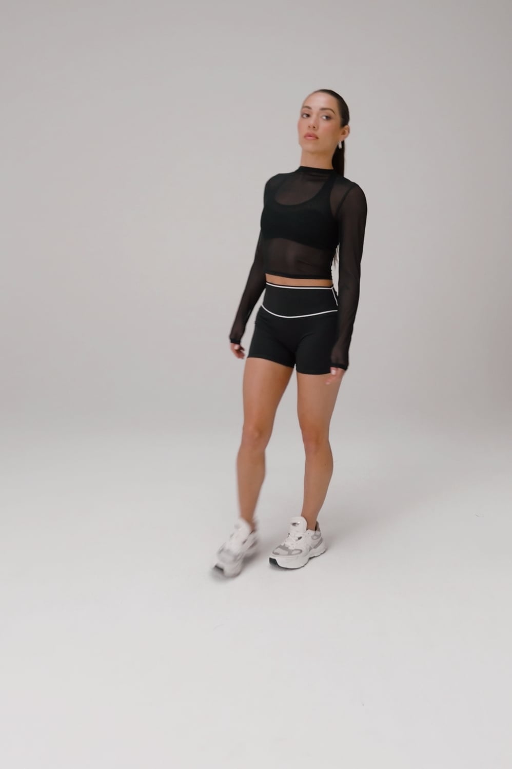 Fabletics Mesh Long-Sleeve Crop Top