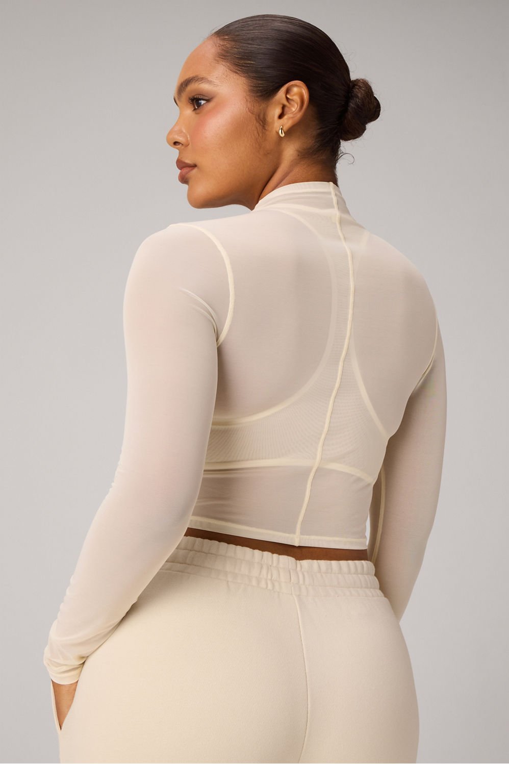 Fabletics Mesh Long-Sleeve Crop Top