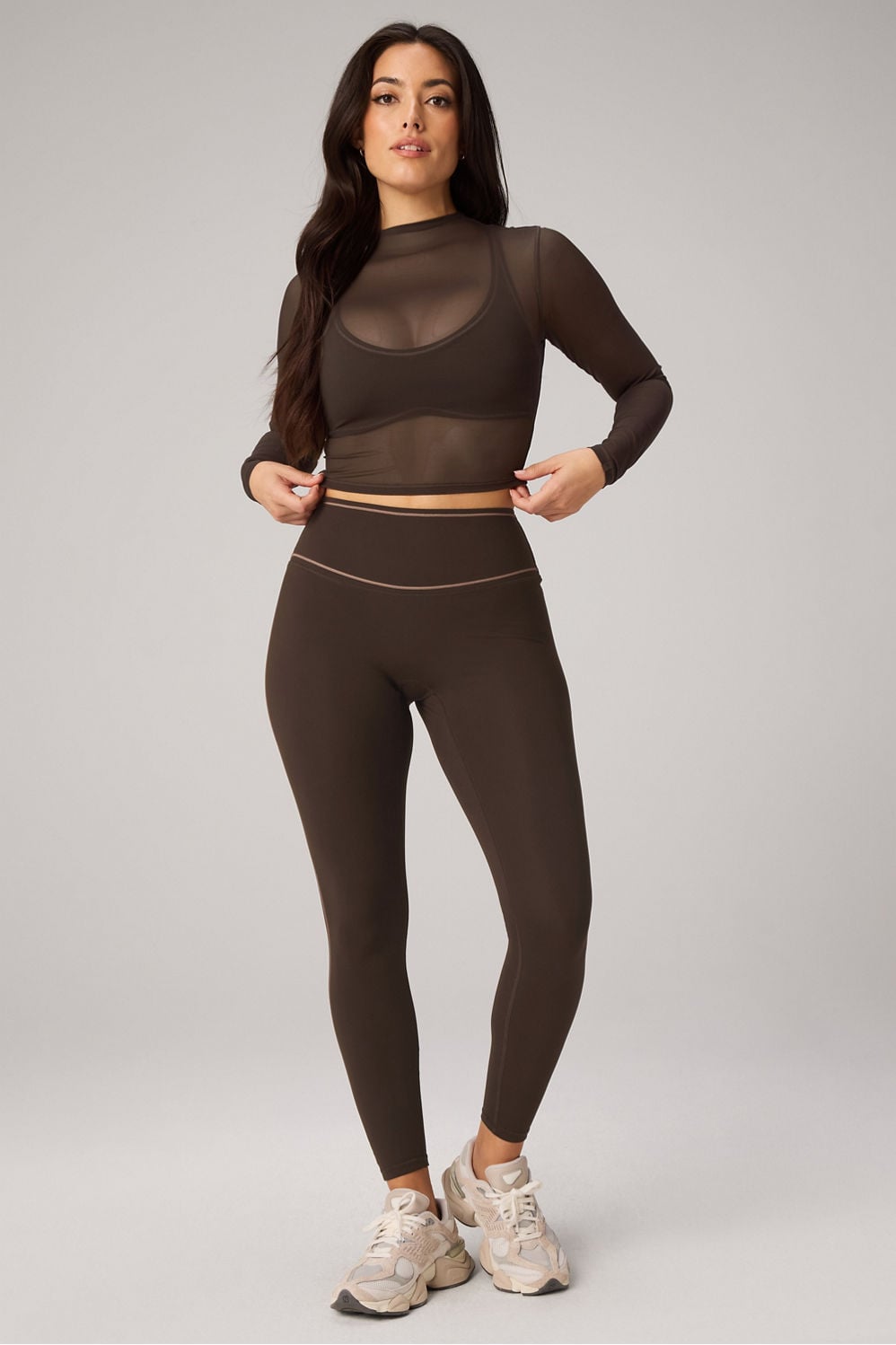 Fabletics Mesh Long-Sleeve Crop Top