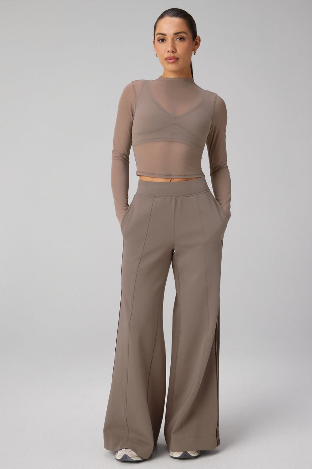 Fabletics Mesh Long-Sleeve Crop Top