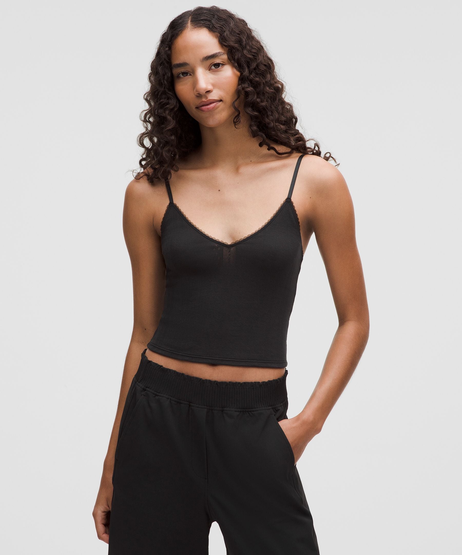 Lululemon Women's Cotton Pointelle Cropped Cami Tank Top