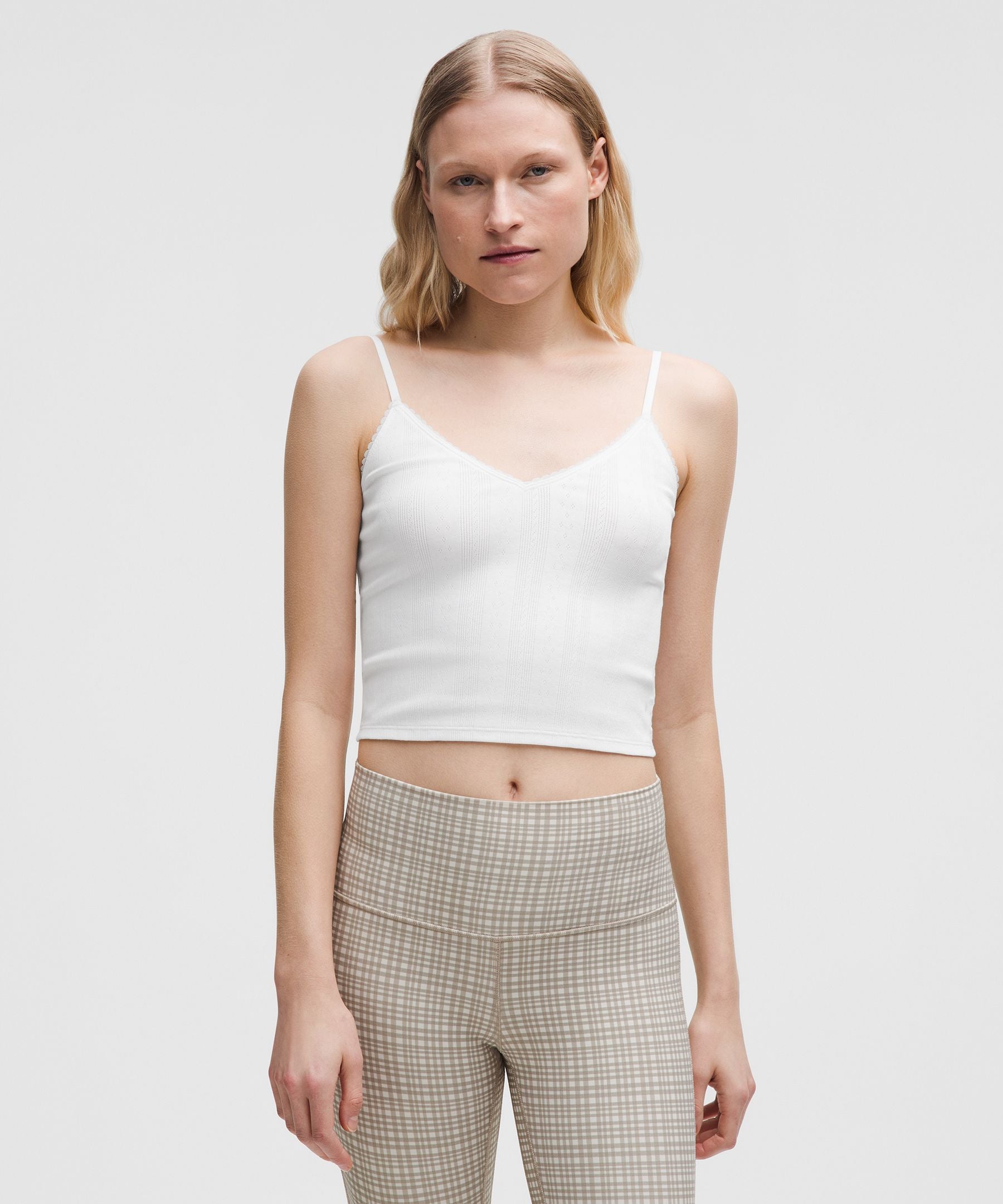 Lululemon Women's Cotton Pointelle Cropped Cami Tank Top