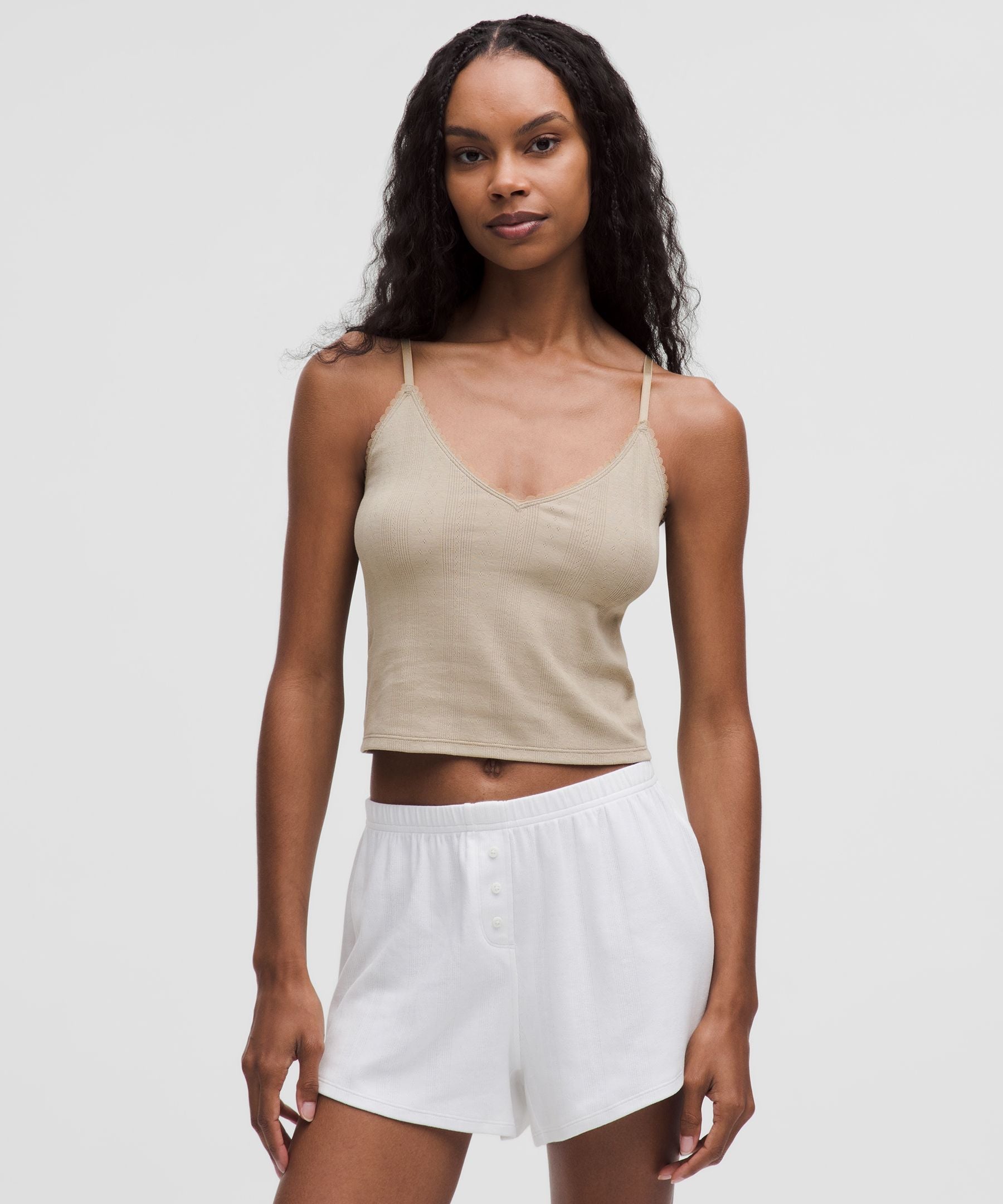 Lululemon Women's Cotton Pointelle Cropped Cami Tank Top