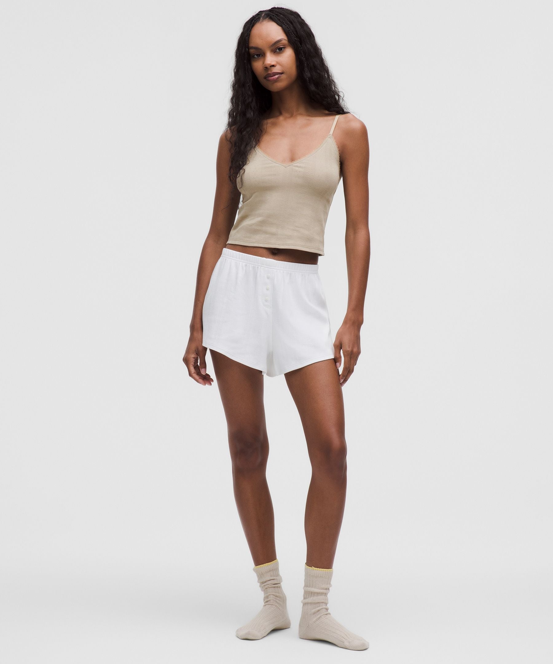 Lululemon Women's Cotton Pointelle Cropped Cami Tank Top