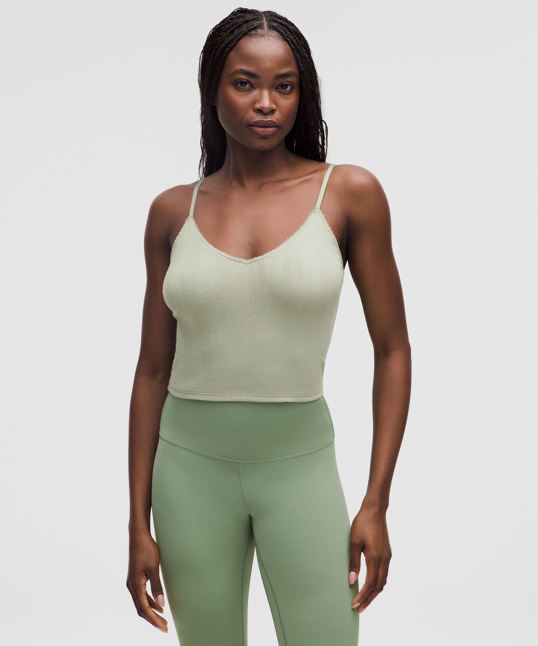 Lululemon Women's Cotton Pointelle Cropped Cami Tank Top