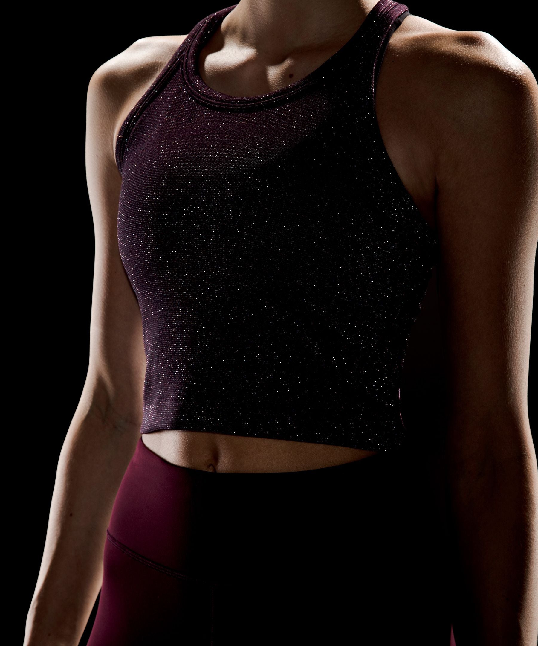 Lululemon Women's Swiftly Tech Cropped Round-Neck Racerback Tank Top 2.0 *Sparkle