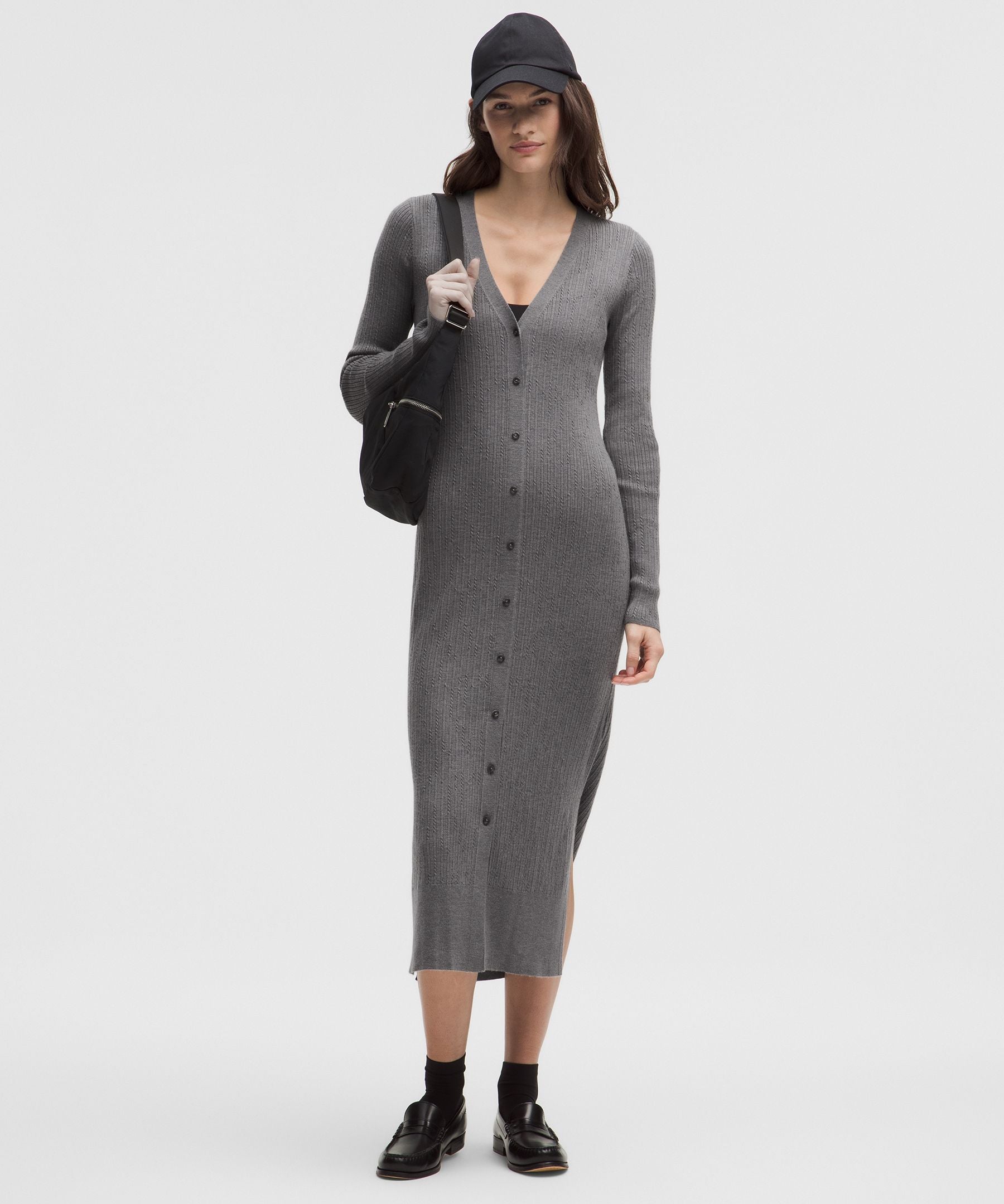Lululemon Micro Cable Merino-Blend Buttoned Midi Dress