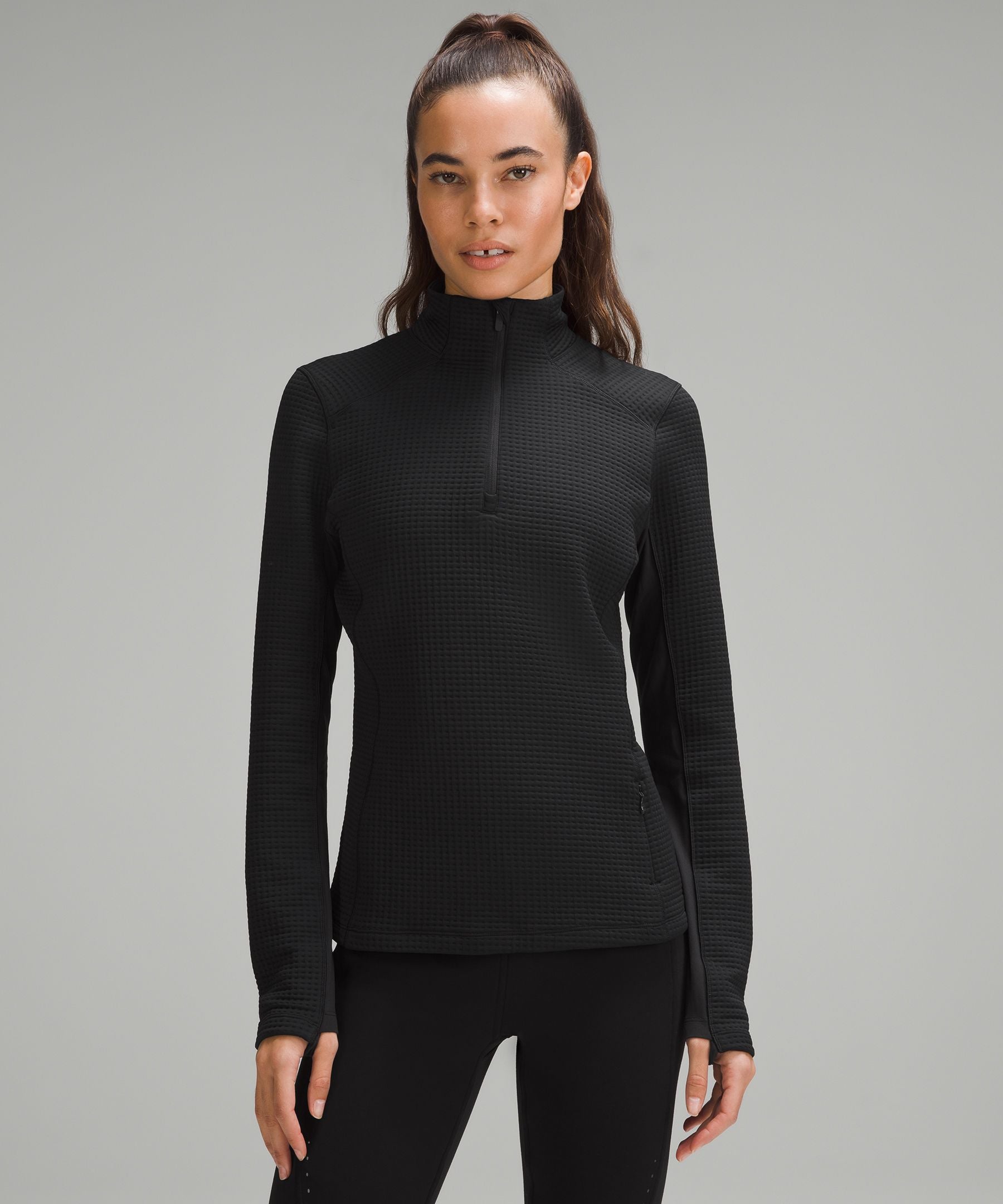 Lululemon Waffle-Knit Half-Zip Long-Sleeve Shirt