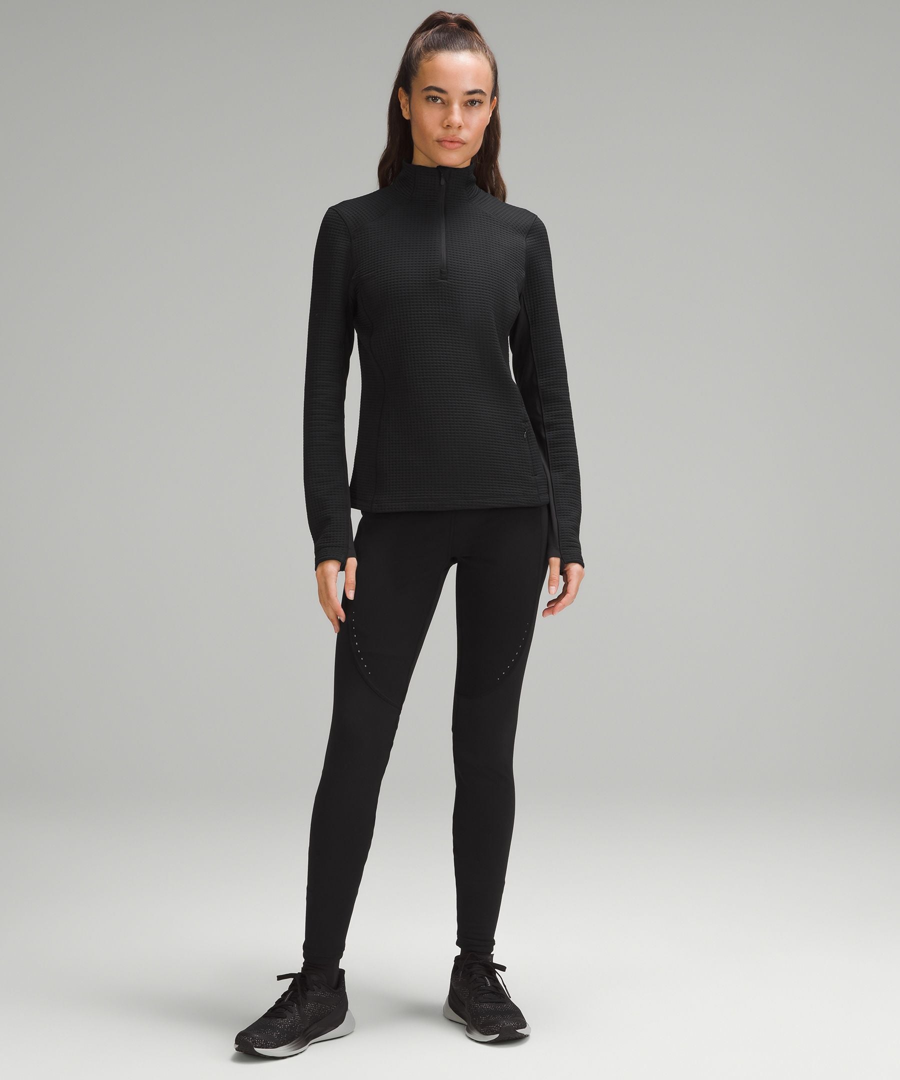 Lululemon Women's Waffle-Knit Half-Zip Long-Sleeve Shirt