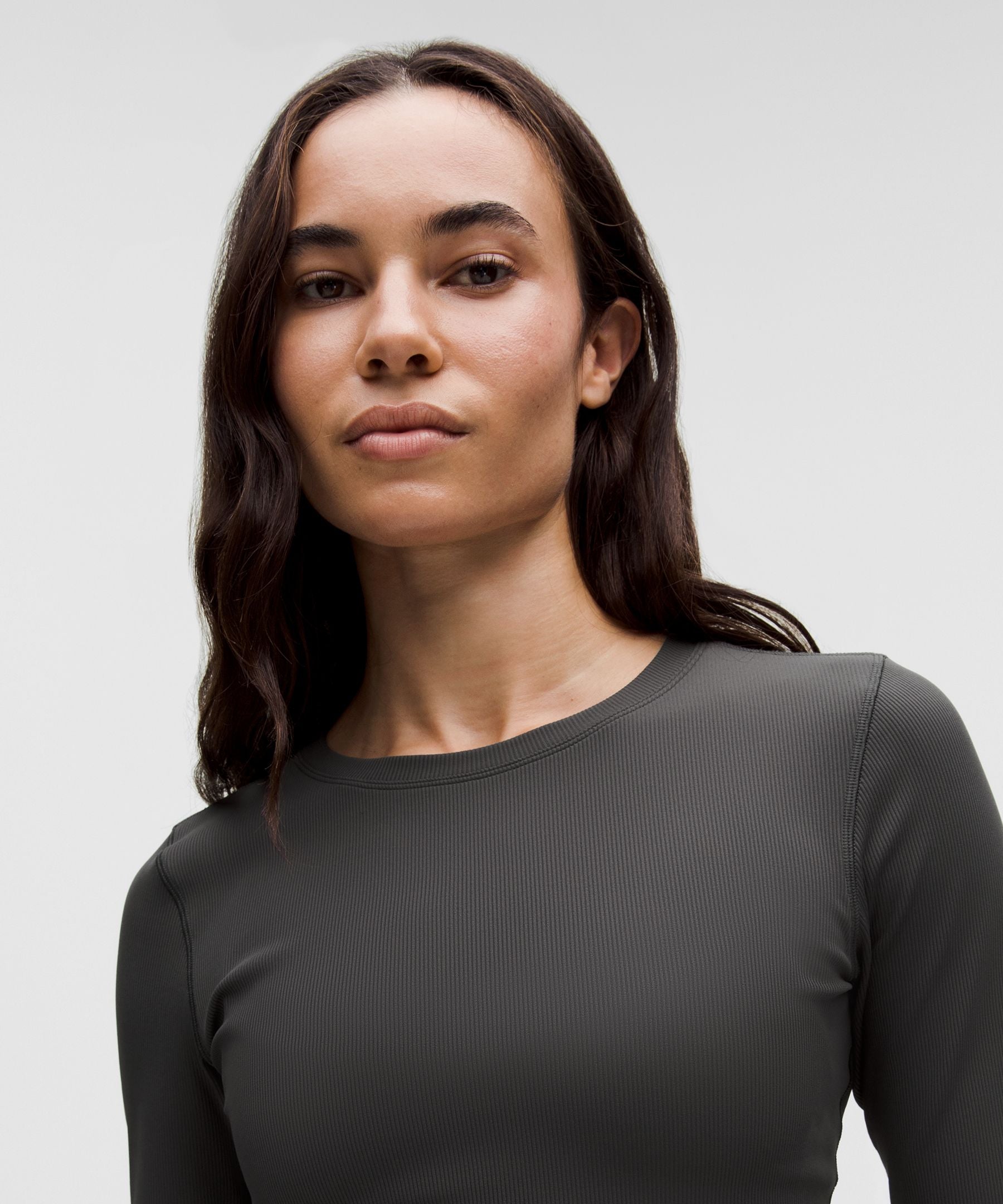 Lululemon Women's Logo Charm Ribbed Waist-Tie Long-Sleeve Shirt