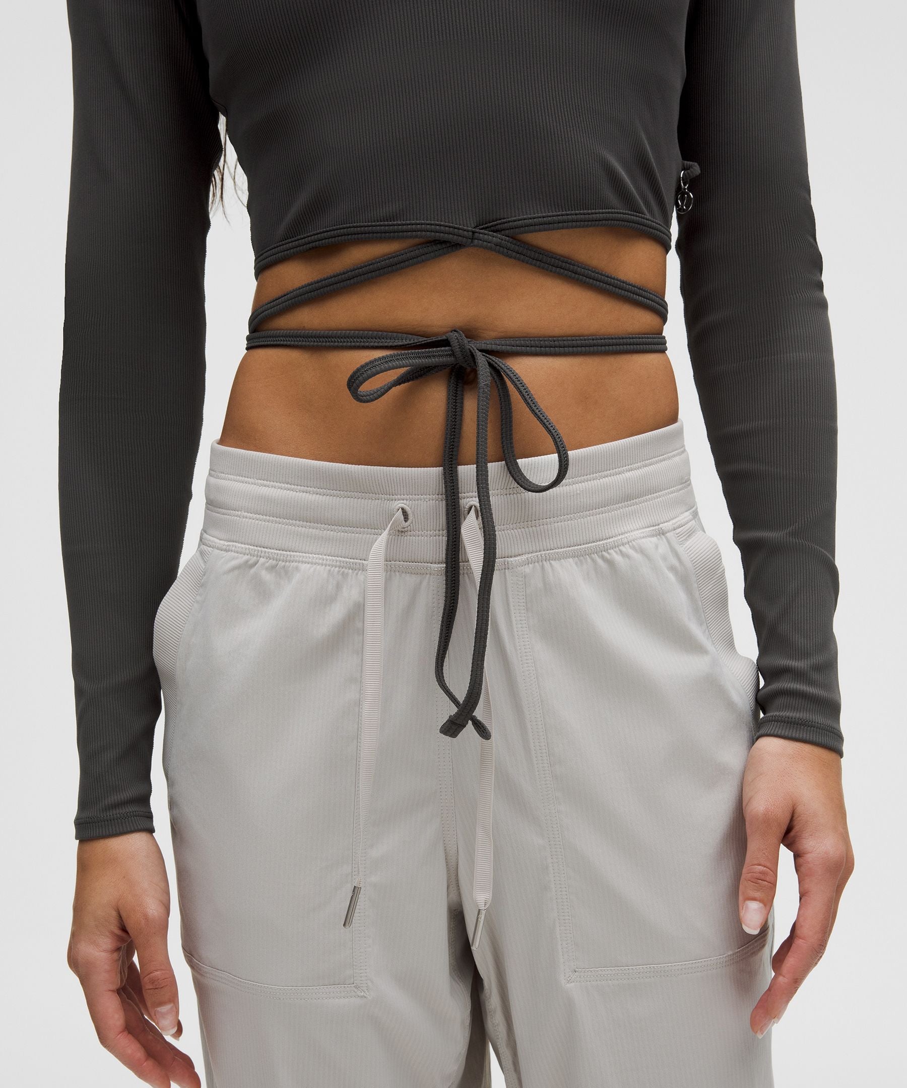 Lululemon Women's Logo Charm Ribbed Waist-Tie Long-Sleeve Shirt