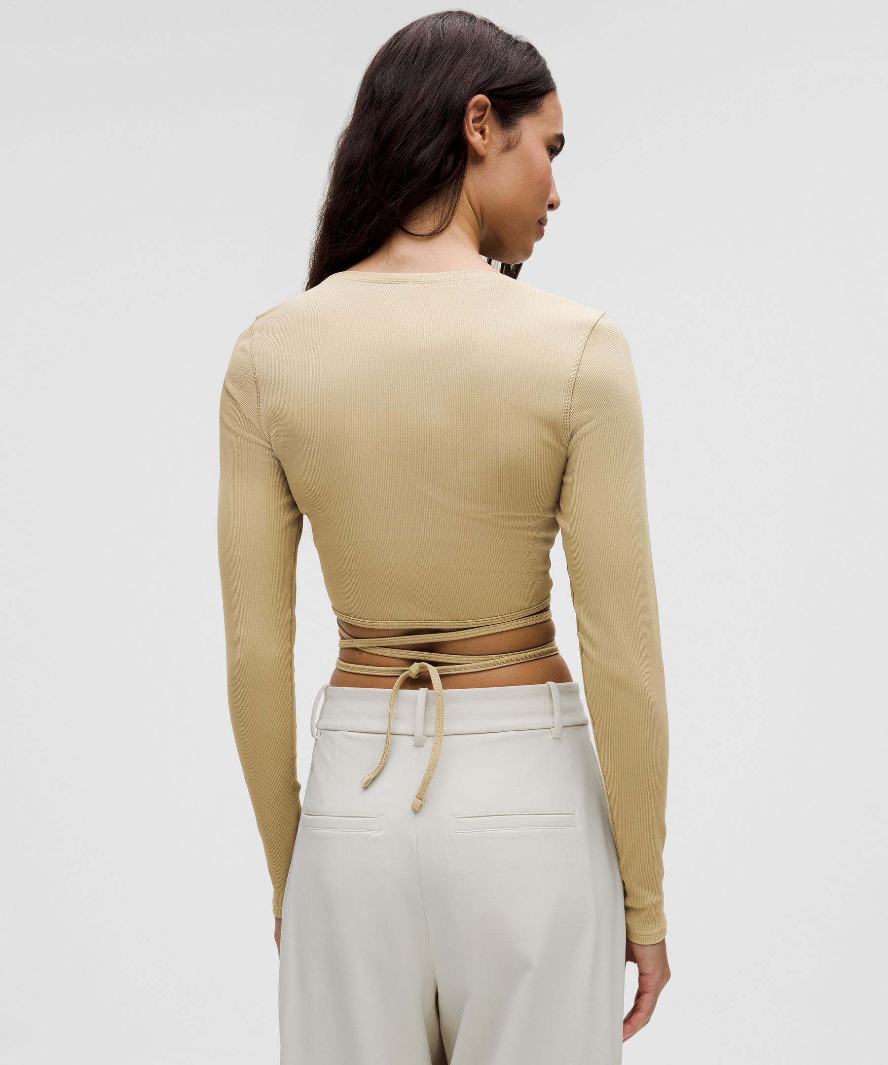 Lululemon Women's Logo Charm Ribbed Waist-Tie Long-Sleeve Shirt
